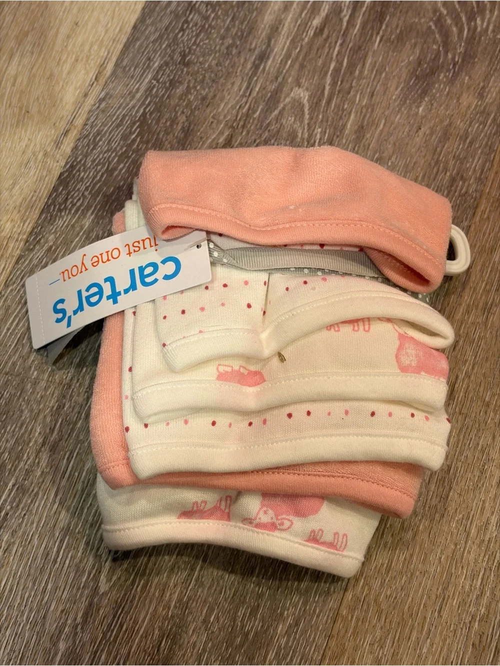 Carter's pink and white Baby washcloth Set